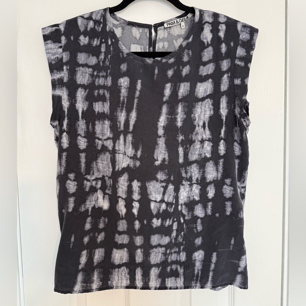 Pam & Gela Silk Tie Dye Patterned Blouse